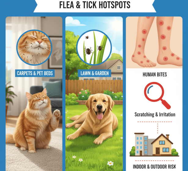Common flea and tick problems in GTA homes including carpets, pets, and outdoor areas.