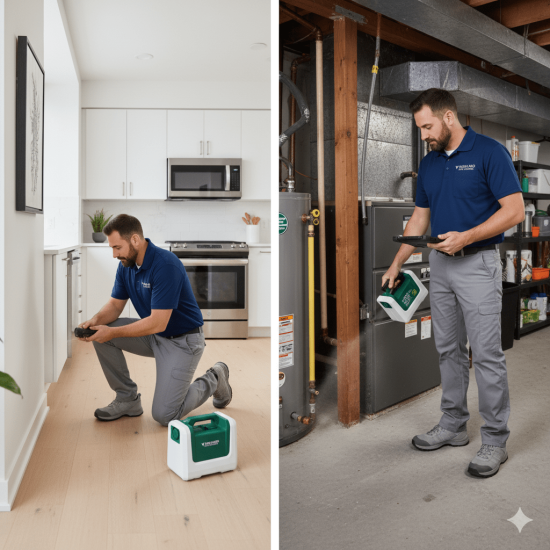 Residential pest control technician treating home in GTA