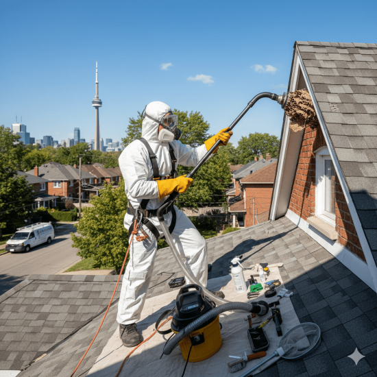 GTA wasp nest removal technician using advanced tools