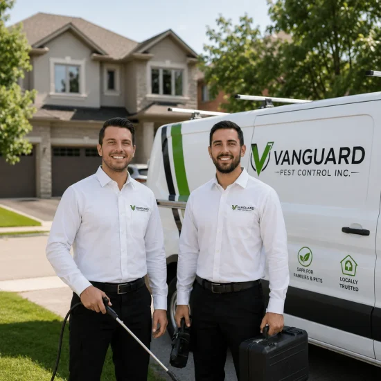 Vanguard Pest Control team standing beside company van, providing trusted termite control services across the Greater Toronto Area.