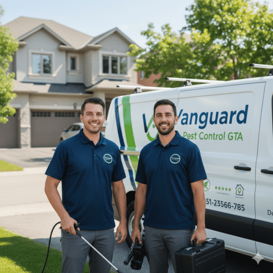 Vanguard Pest Control team standing beside company van, providing trusted termite control services across the Greater Toronto Area.